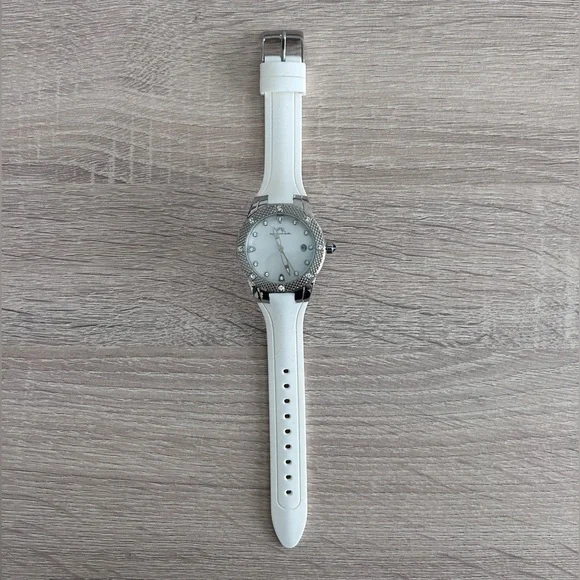 Porsamo Bleu Luxury Linda Silicone Silver Tone & White Women's Watch 491ALIR‌‌‌